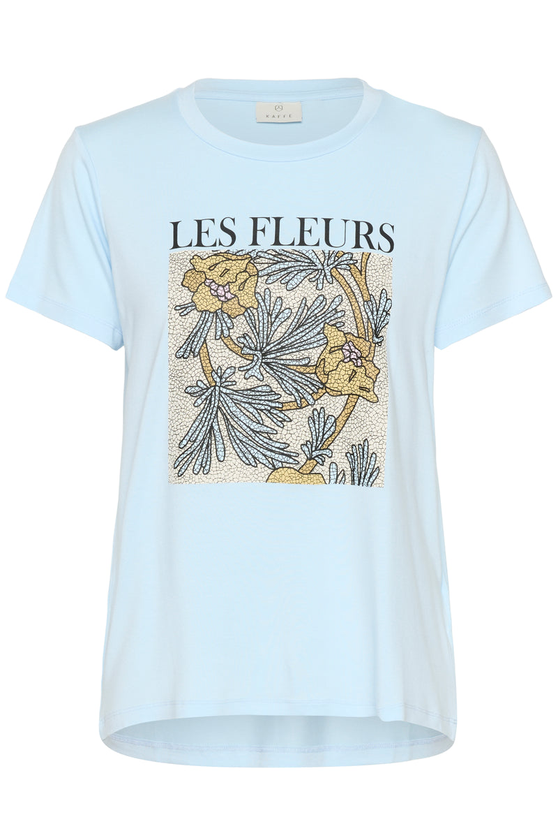 Kaffe Kajulie Nantucket Baby Blue 'Les Fleurs' Logo Front T-Shirt, 10509998