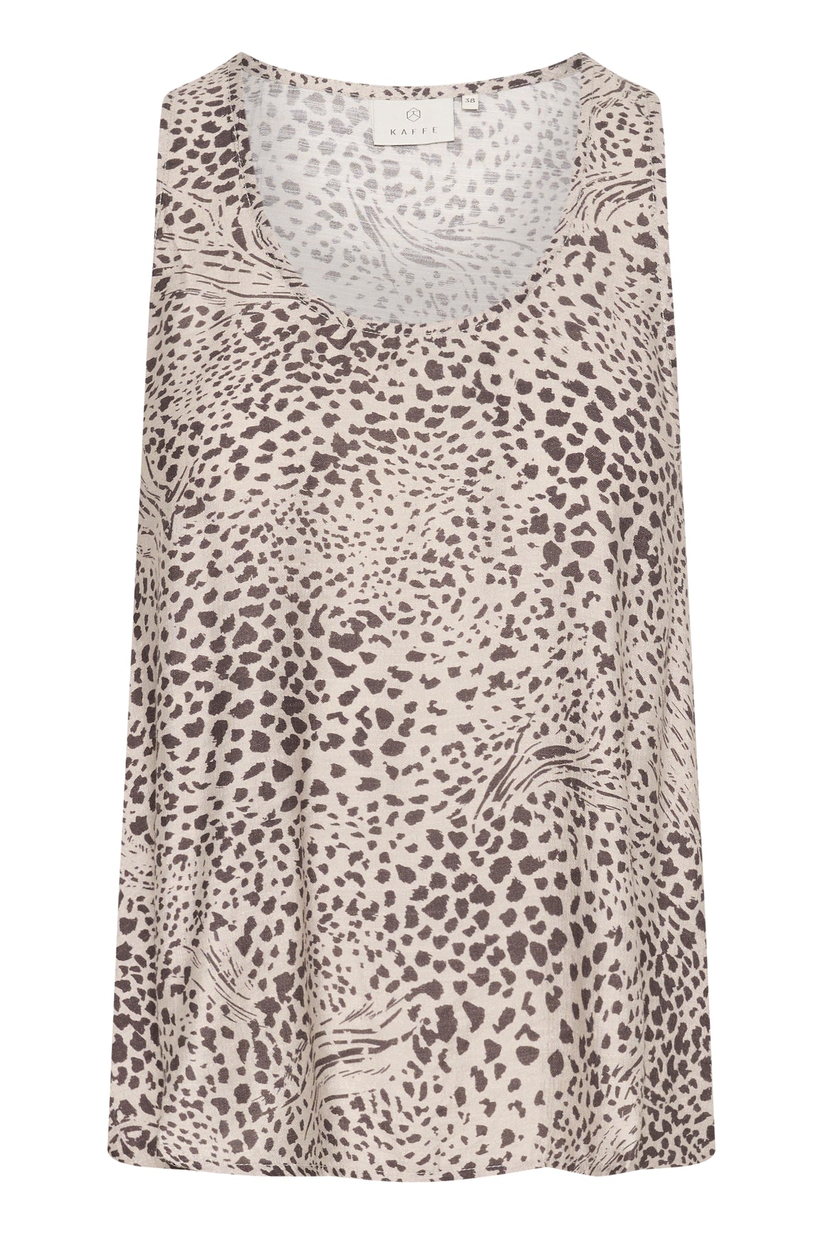 Kaffe Kadebra Beige Abstract Leopard Print Top, 10510022