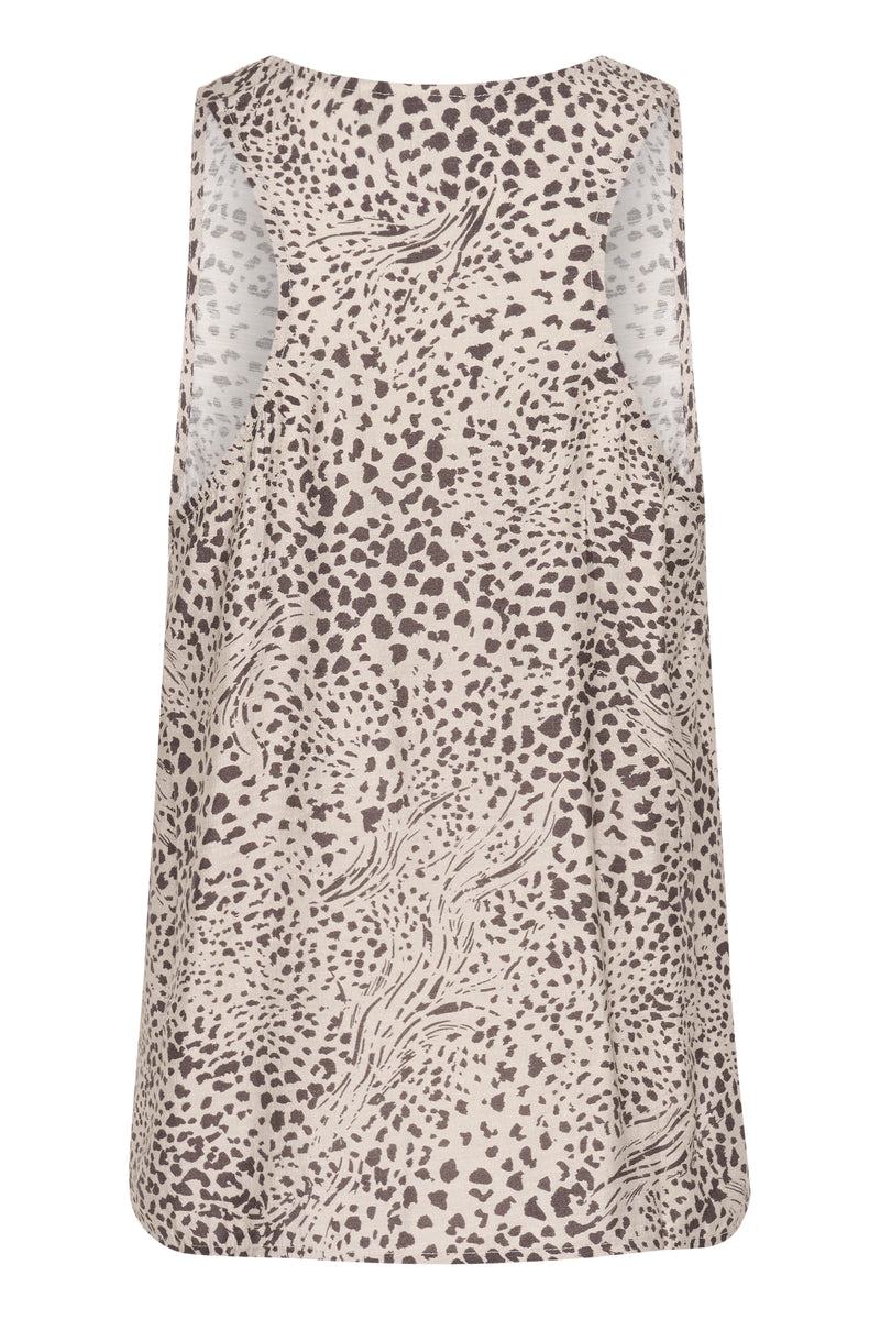 Kaffe Kadebra Beige Abstract Leopard Print Top