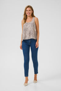 Kaffe Kadebra Beige Abstract Leopard Print Top