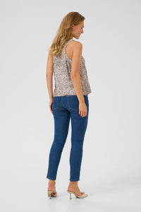 Kaffe Kadebra Beige Abstract Leopard Print Top