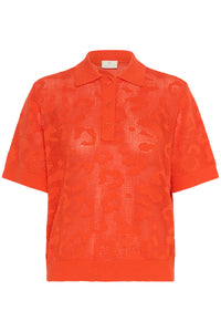 Kaffe Kaabela Grenadine Embossed Knitted Polo Top