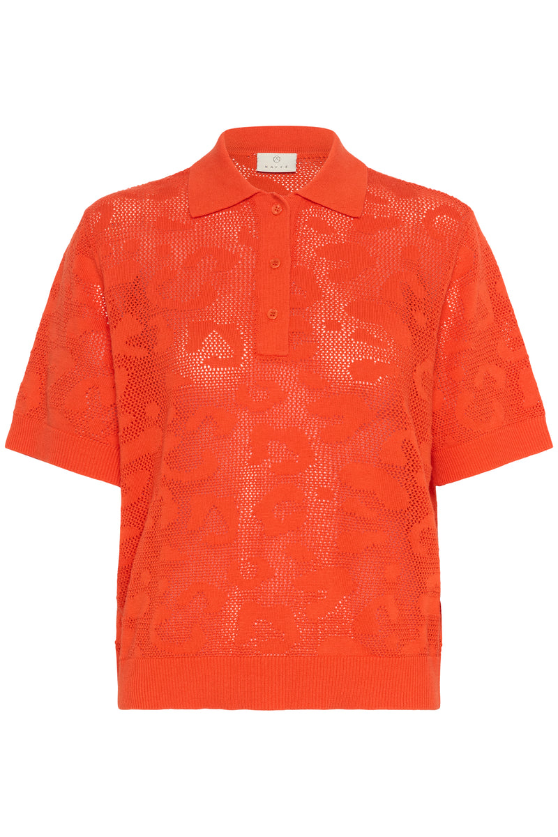 Kaffe Kaabela Grenadine Embossed Knitted Polo Top