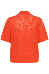 Kaffe Kaabela Grenadine Embossed Knitted Polo Top