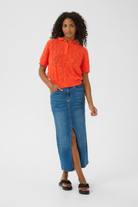 Kaffe Kaabela Grenadine Embossed Knitted Polo Top