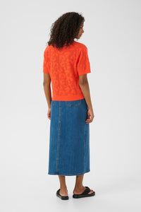 Kaffe Kaabela Grenadine Embossed Knitted Polo Top