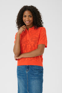 Kaffe Kaabela Grenadine Embossed Knitted Polo Top