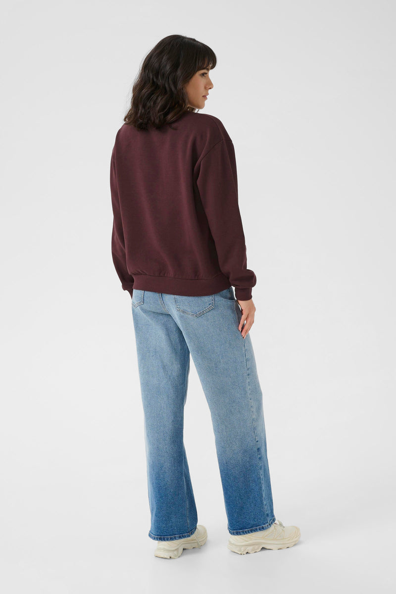 Kaffe Kaberta Fudge Burgundy 'BONJOUR' Supersoft Sweatshirt, 10510216