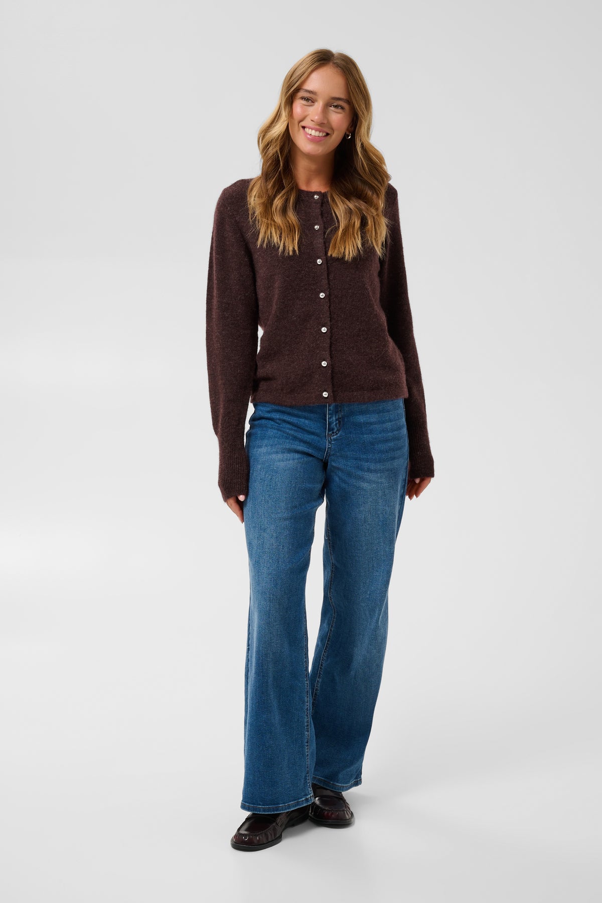 Kaffe Kaniel Fudge Melange Cardigan with Button Detailing