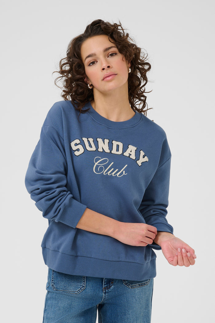 Kaffe Kaelenora Denim Blue Fleece Lined Supersoft Sweatshirt, 10510672