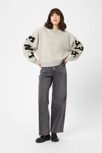 Kaffe Kalise Grey Melange Logo Relaxed Fit Sweatshirt, 10510868