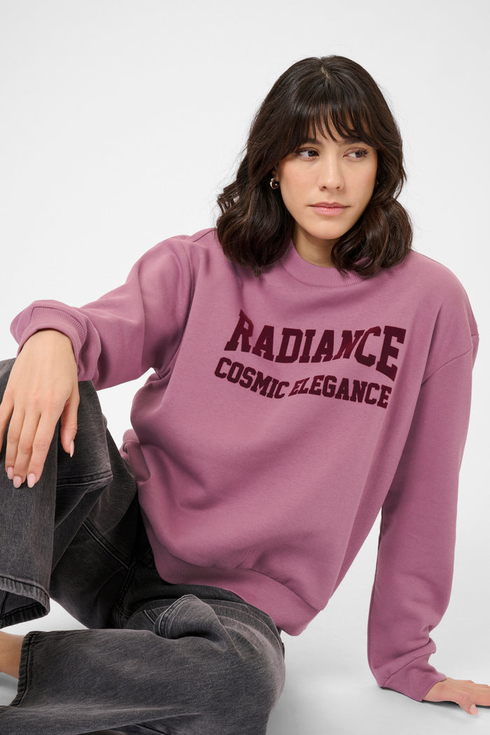 Kaffe Kaprecious Tulipwood Rose Velvet Logo Sweatshirt