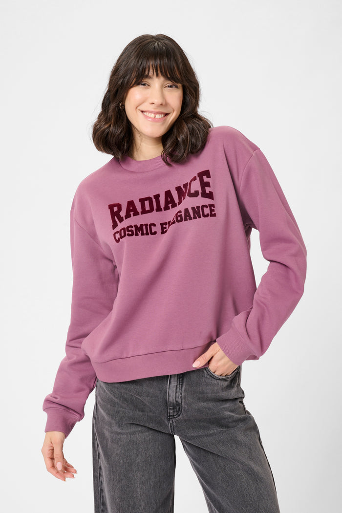 Kaffe Kaprecious Tulipwood Rose Velvet Logo Sweatshirt