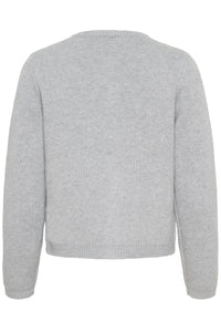 Kaffe Kabowie Grey Melange Pearl Bow Knitted Cardigan, 10510901