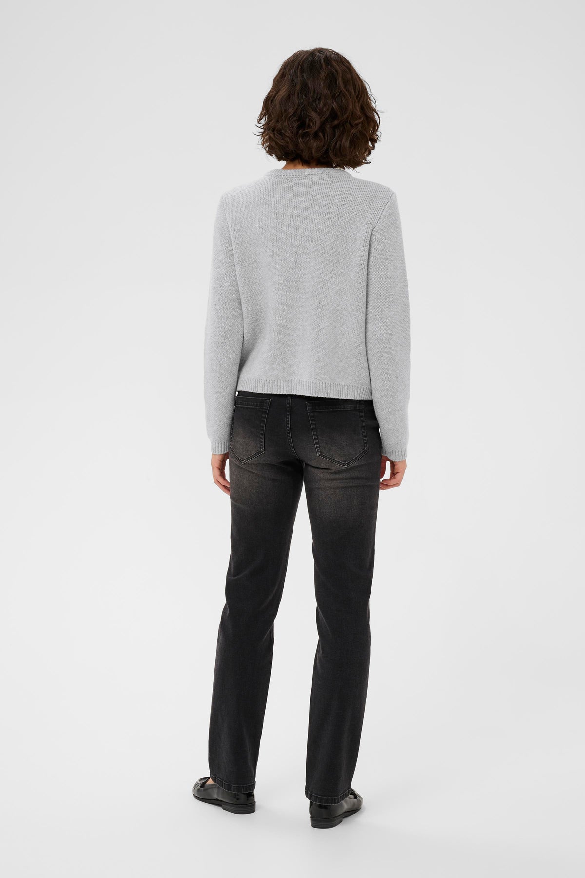 Kaffe Kabowie Grey Melange Pearl Bow Knitted Cardigan, 10510901