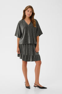 Kaffe KaRita Silver Metallic Glitter Oversized T-Shirt