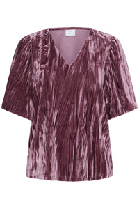 KAFFE Kaelva Tulipwood Velvet V-Neck Blouse