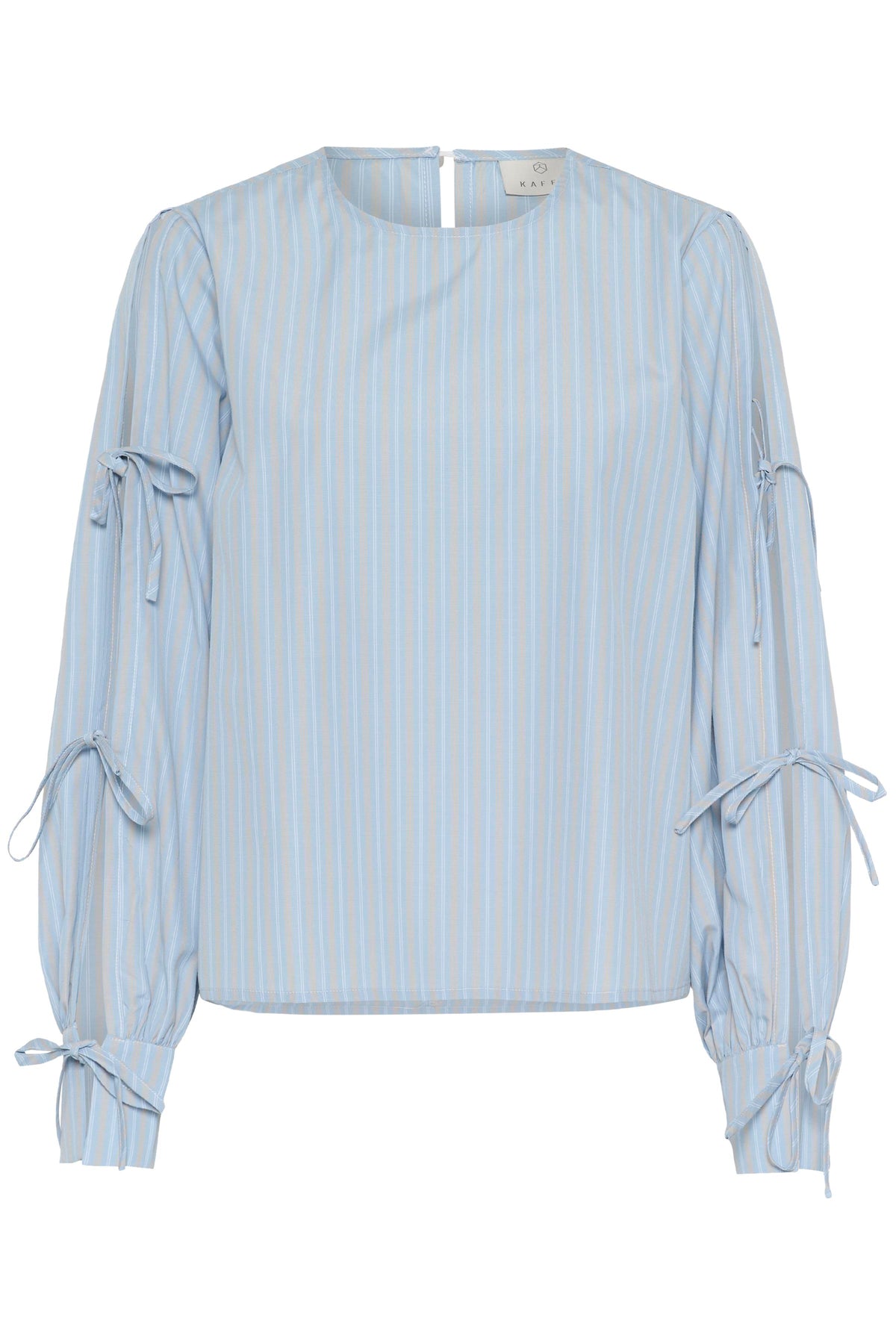 Kaffe Kalevia Blue Striped Blouse with Bow Detailing, 10511103