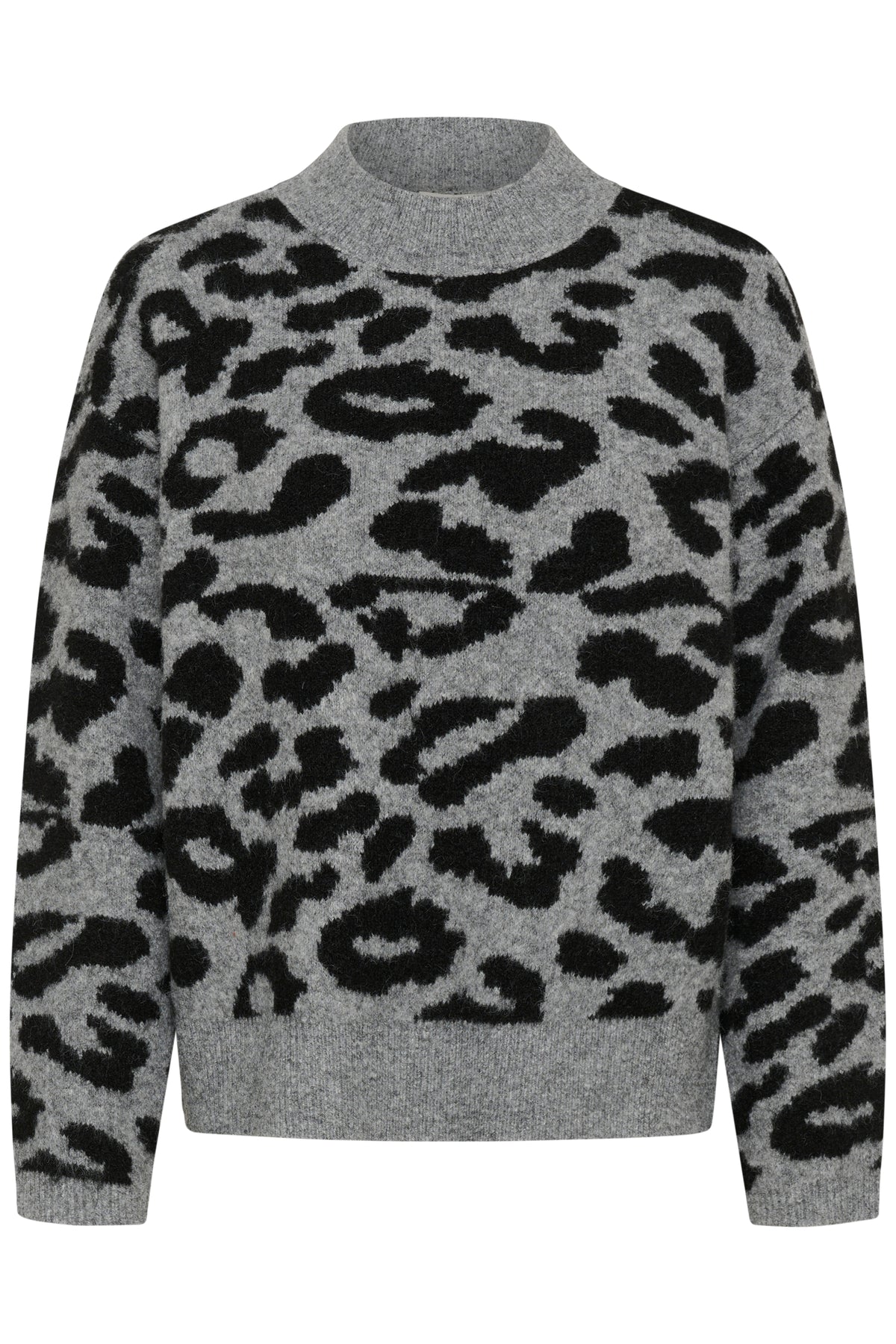 Kaffe KaSandra Grey Melange Leopard Supersoft Knit Jumper