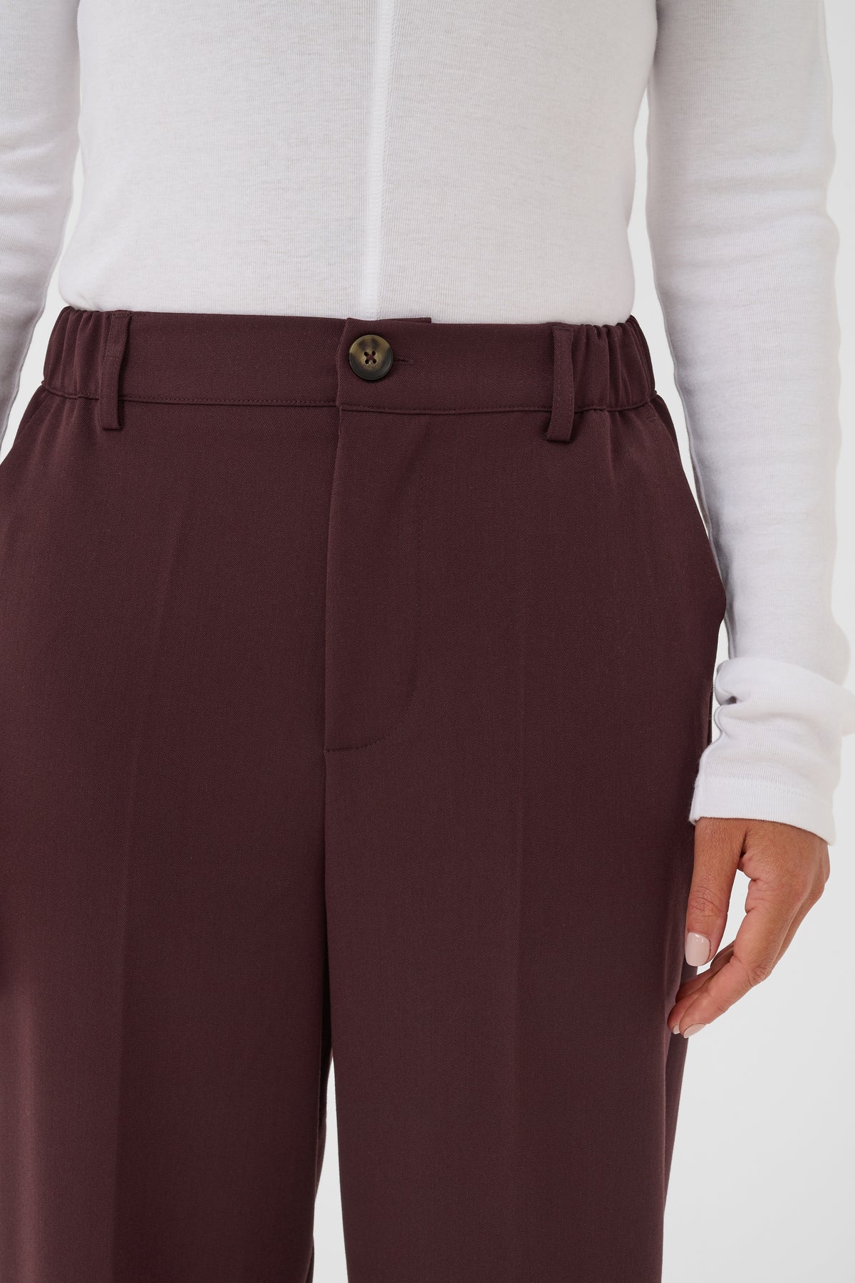 Kaffe KaHeather Fudge Burgundy Ankle Length Straight Leg Trousers