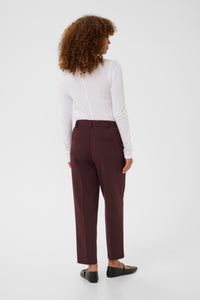 Kaffe KaHeather Fudge Burgundy Ankle Length Straight Leg Trousers