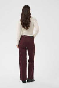 Kaffe Kabrook Fudge Burgundy Highwaisted Straight Wide Leg Jeans, 10511225