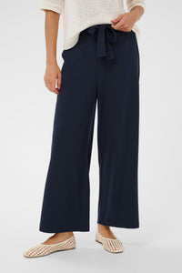 Kaffe Kaphoebe Midnight Marine Wide Leg Cropped Trousers, 10511244