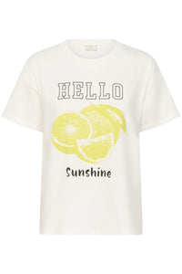 Kaffe KaChelsea Chalk 'Hello Sunshine' Lime Oversized T-Shirt, 10511340