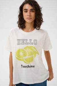 Kaffe KaChelsea Chalk 'Hello Sunshine' Lime Oversized T-Shirt, 10511340