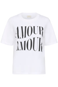 Kaffe Kacherie Optical White 'Amour Amour' Logo T-Shirt, 10511354