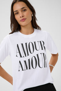 Kaffe Kacherie Optical White 'Amour Amour' Logo T-Shirt, 10511354