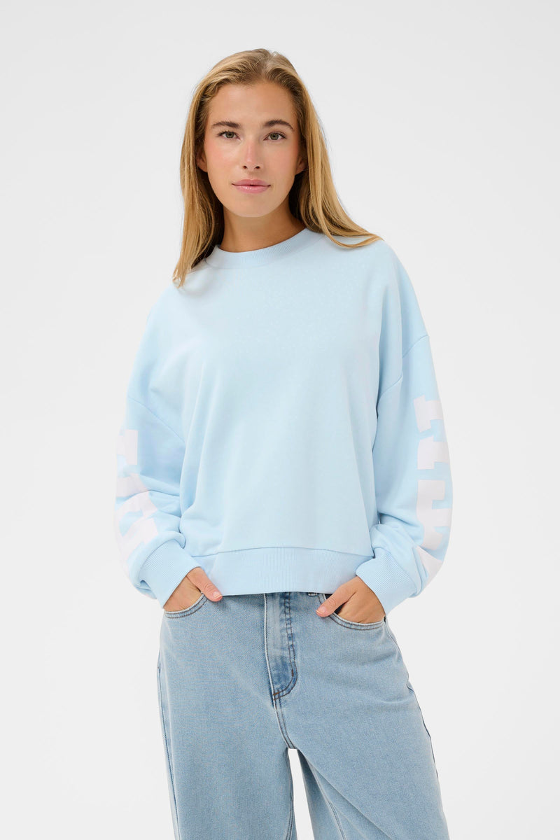 Kaffe Kalila Nantucket Baby Blue Logo Oversized Sweatshirt