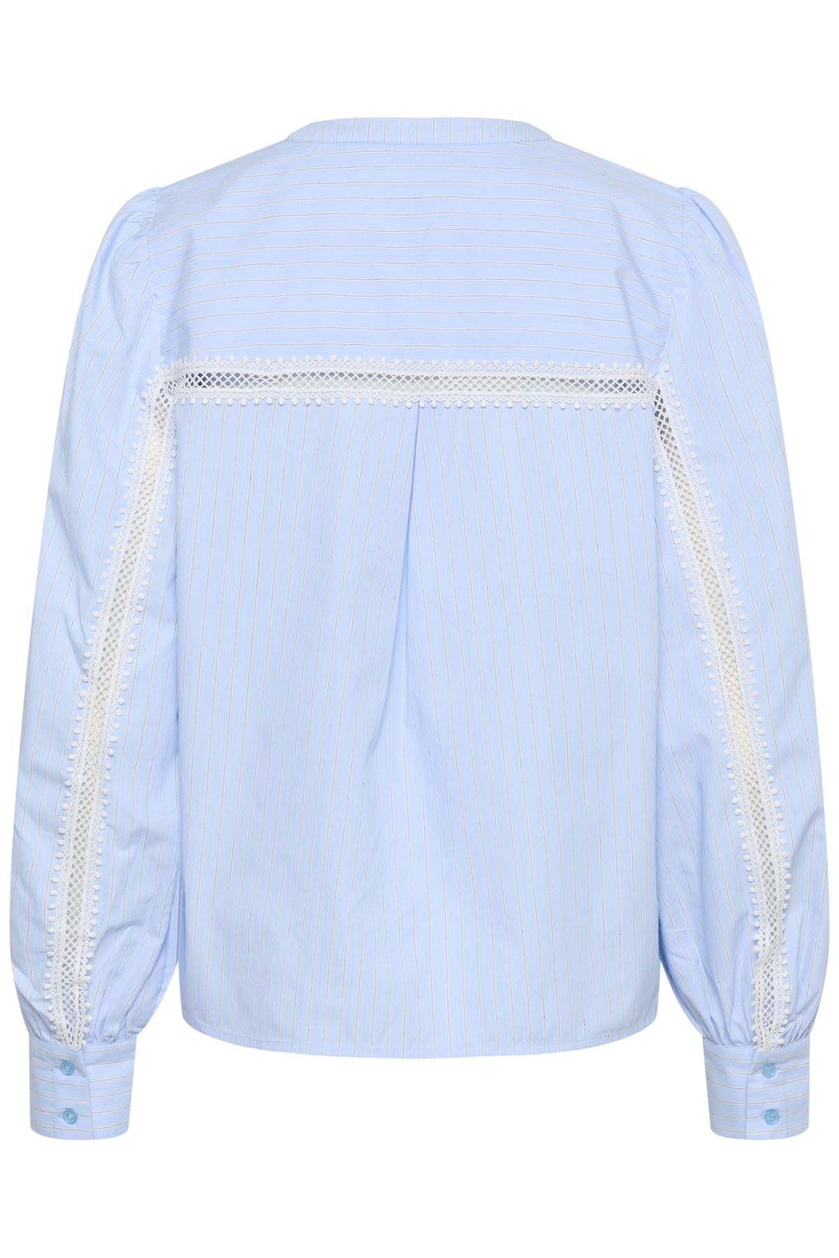 Kaffe Kajada Baby Blue Stripe V-Neck Blouse with Embroidered Back Detailing, 10511414