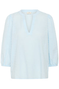 Kaffe Kapenelope Baby Blue V-Neck Textured Blouse, 10511436