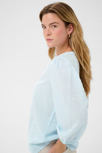 Kaffe Kapenelope Baby Blue V-Neck Textured Blouse, 10511436