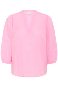 Kaffe Kapenelope Pink Frosting V-Neck Textured Blouse, 10511436