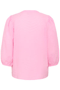 Kaffe Kapenelope Pink Frosting V-Neck Textured Blouse, 10511436