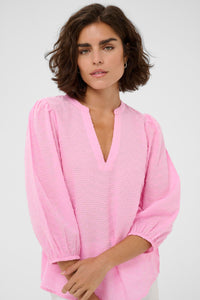 Kaffe Kapenelope Pink Frosting V-Neck Textured Blouse, 10511436