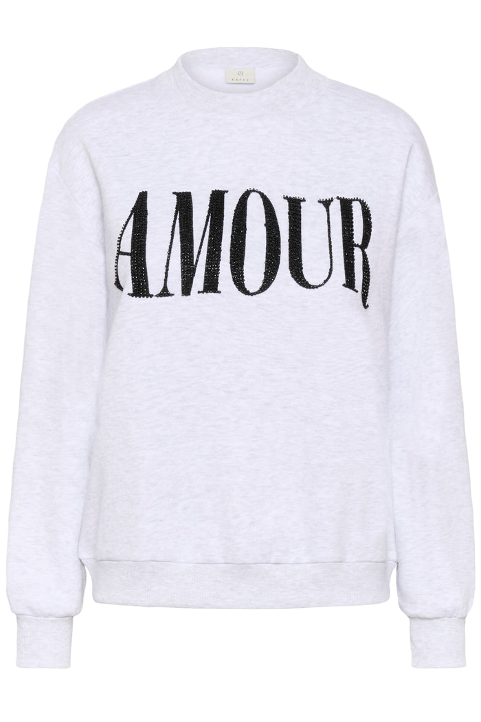 Kaffe Kamelody Grey Melange Supersoft Fleece Lined ‘Amour’ Sweatshirt, 10511456