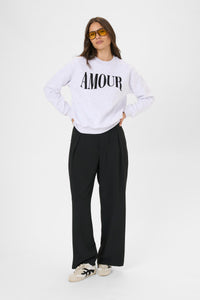 Kaffe Kamelody Grey Melange Supersoft Fleece Lined ‘Amour’ Sweatshirt, 10511456