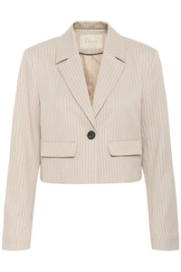 Kaffe Kaserena Beige Striped Cropped Blazer, 10511459