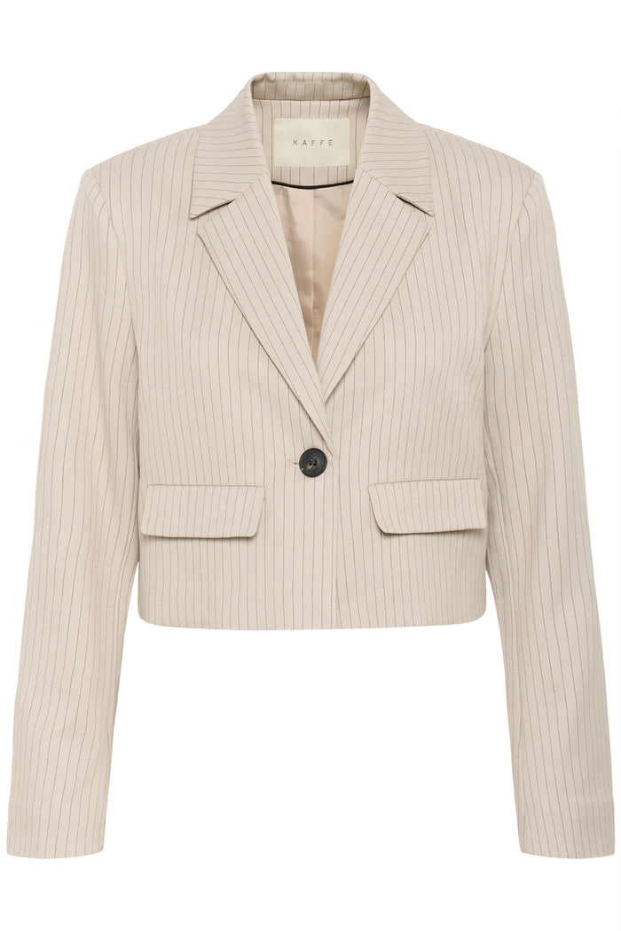 Kaffe Kaserena Beige Striped Cropped Blazer, 10511459