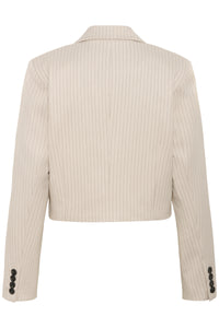 Kaffe Kaserena Beige Striped Cropped Blazer, 10511459