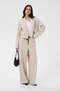 Kaffe Kaserena Beige Striped Cropped Blazer, 10511459