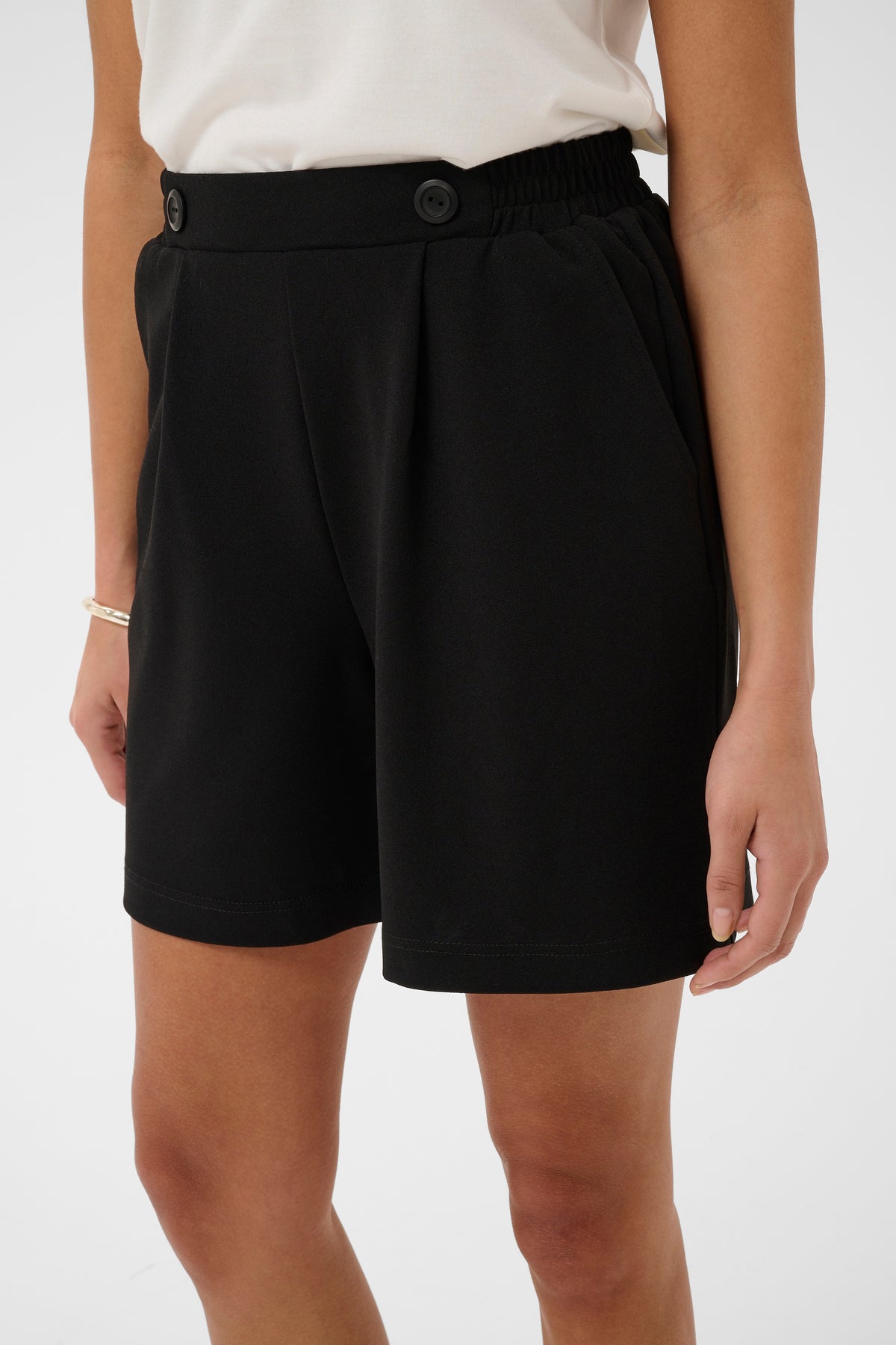 Kaffe Kaphoebe Black Elasticated Waist Shorts, 10511490
