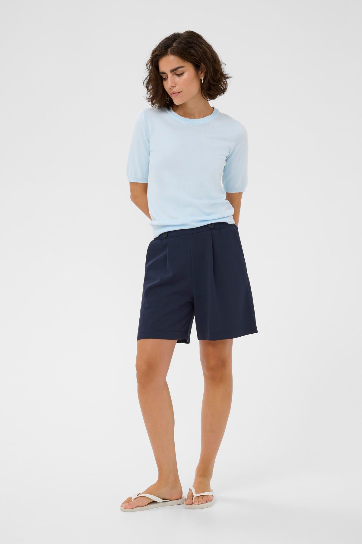 Kaffe Kaphoebe Midnight Marine Elasticated Waist Shorts