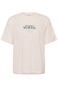 Kaffe Kakelly Chalk Oversized 'Love comes in Waves' Logo T-Shirt, 10511577