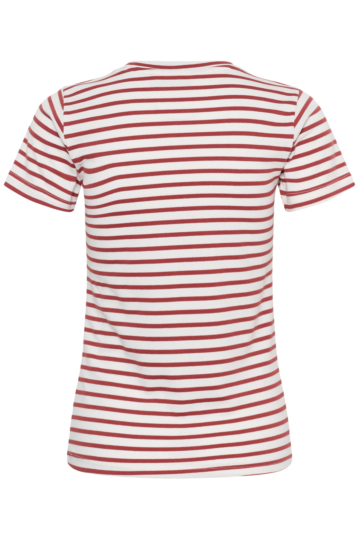 Kaffe Kaliddy Chalk/Henna Striped T-Shirt with Embroidered Pink Flower, 10511591