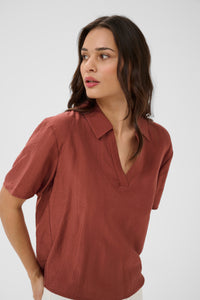 Kaffe KaEmily Henna V-Neck Blouse, 10511608