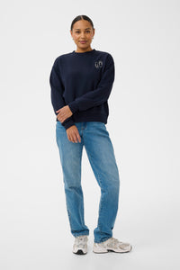 Kaffe KaLilje Midnight Marine Embroidered Flip Flop Supersoft Sweatshirt, 10511630